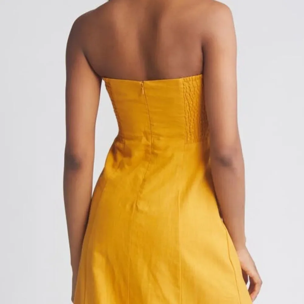 NEW Lost + Wander Elia Strapless Linen & Cotton Midi Dress - size small - Picture 6 of 9